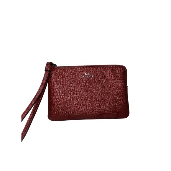 Coach Red Leather Wristlet With Zipper Closure & Interior Pockets - Picture 1 of 6